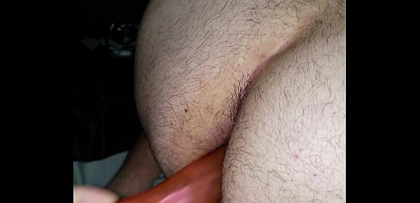  Wife fucking my ass with 8 inch dildo